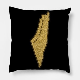 Palestinian Gold Glitter Map Area 27027 KM2 Palestine Will Be Free Solidarity Design Pillow