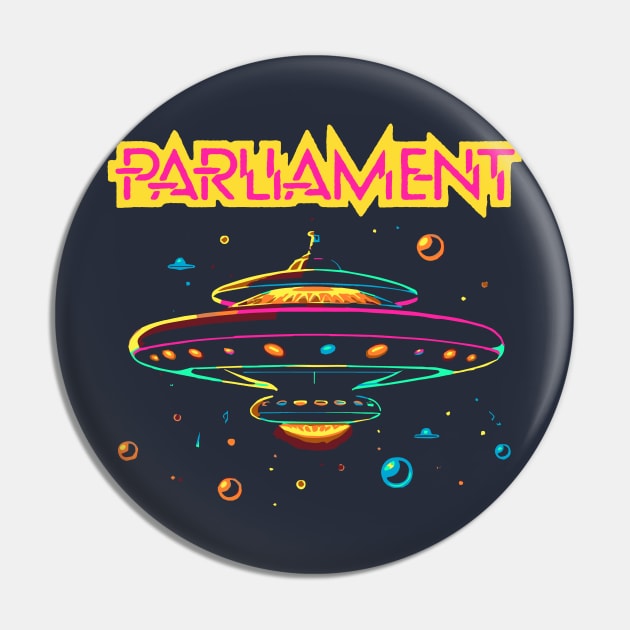 Parliament Funkadelic Retro Mothership UFO Rock Funk Throwback Pin by robotbasecamp