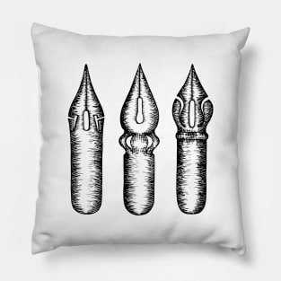 Dip Pen Nibs (Black and White) Pillow