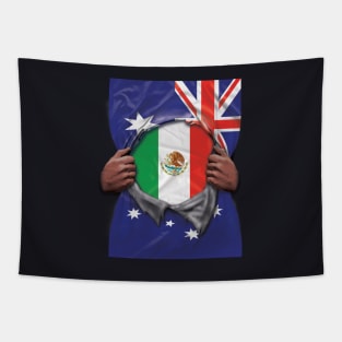 Mexico Flag Australian Flag Ripped - Gift for Mexican From Mexico Tapestry