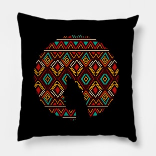 Afro Hair Woman with African Pattern, Black History Pillow