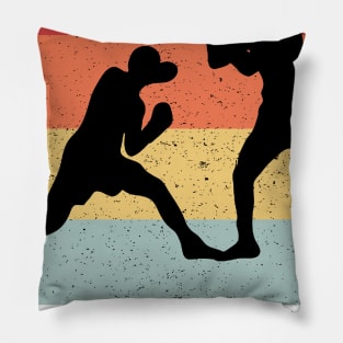 Vintage Retro Boxing Player Boxer Silhouette Sun Pillow