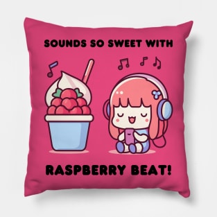 Raspberry Beat - Kawaii style raspberry sorbet Pillow