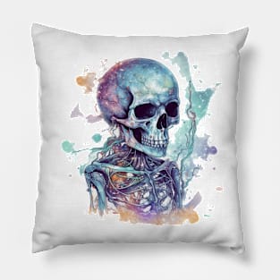 dreamy galaxy skeleton Pillow