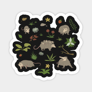 Possums in a Berry Field Pattern Magnet