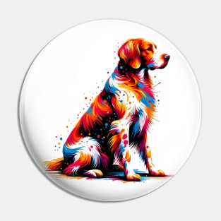 Colorful Abstract Brittany Dog in Splash Art Style Pin