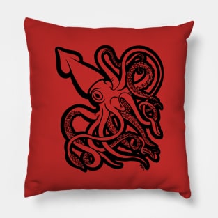 Giant Squid Architeuthis Black Outline Pillow