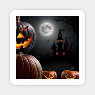 Halloween Pumpkin & Castle Study Magnet