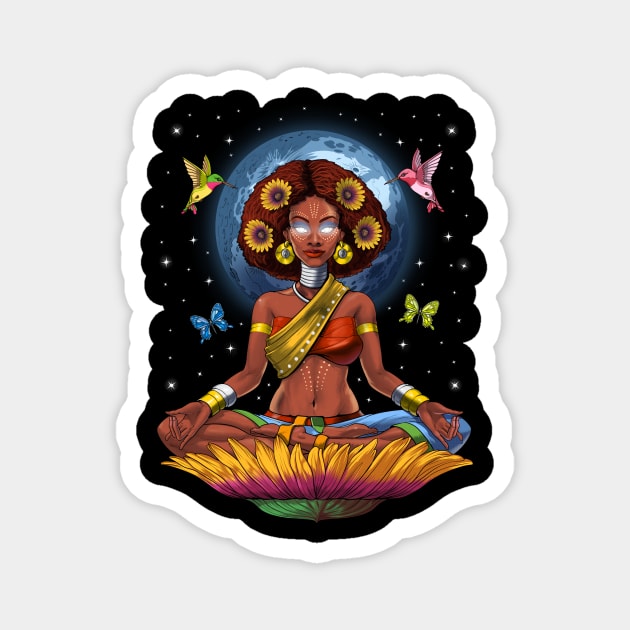 African Woman Hippie Yoga Magnet by underheaven