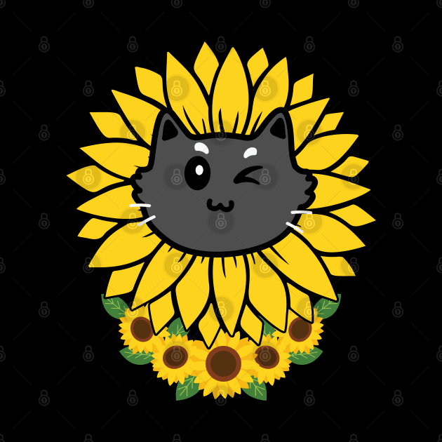 Black Cat In Sunflower by Creative Town