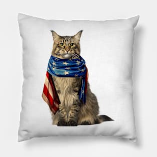 Patriotic Cat 4th Of July Men USA American Flag Pillow