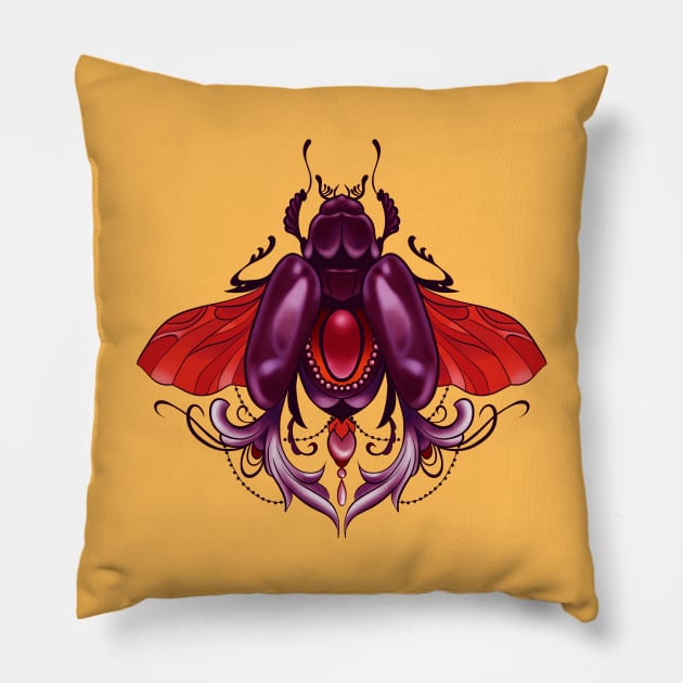 SCARAB Y Pillow by MAYRAREINART