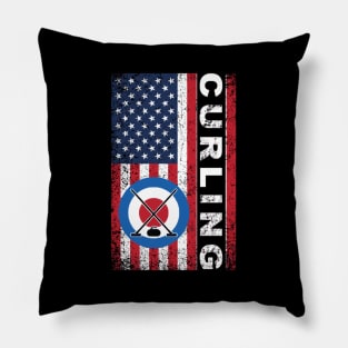 Usa Red White And Blue American Flag Curling 4Th Of July Pillow