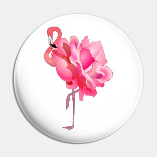 Flamingo Rose Pink Flamingo and Flower Pin