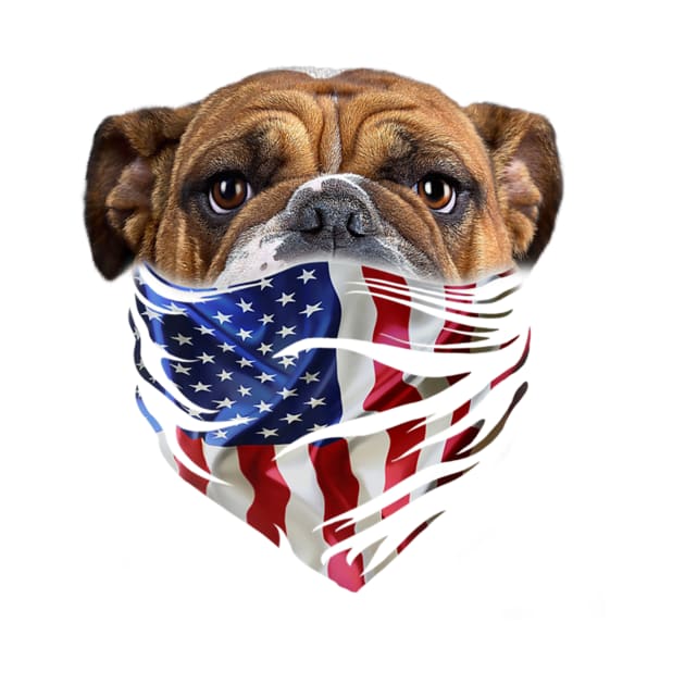 Patriot English Bulldog In Usa America Bandana Dog by Macy XenomorphQueen