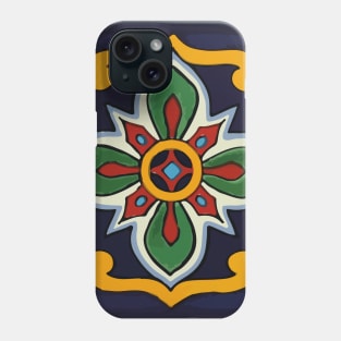 Navy blue clover talavera tile mosaic Phone Case