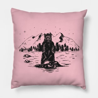 Grizzly bear in the middle of the river Pillow