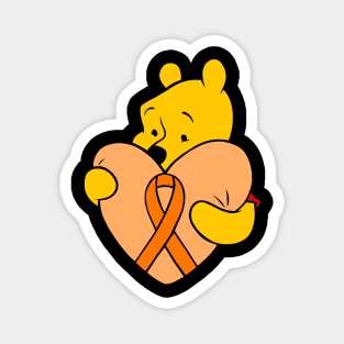 Yellow Bear hugging Orange Awareness ribbon. Magnet