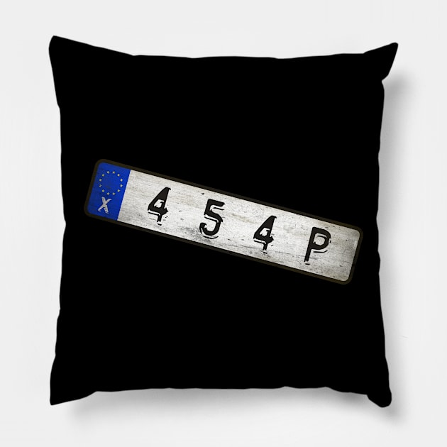 454P Car license plates Pillow by Girladies Artshop