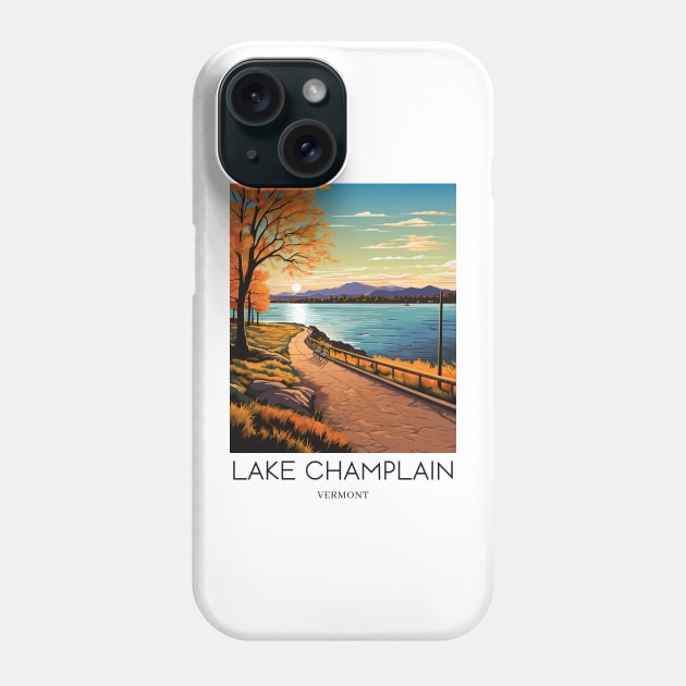 A Pop Art Travel Print of Lake Champlain - Vermont - US Phone Case by Studio Red Koala