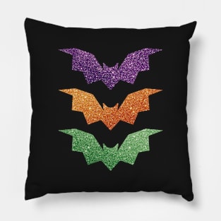 3 Halloween Glitter Bats Pillow