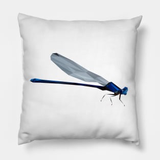 Low Poly Blue Dragonfly Pillow