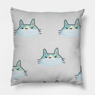 Angry Cats Wearing Masks Pattern Graphic illustration Pillow