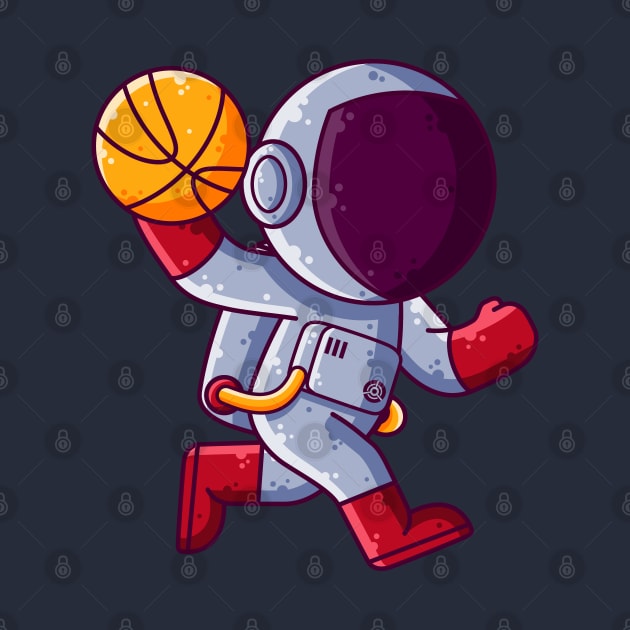 Cute Astronaut Playing Basketball Cartoon by Ardhsells