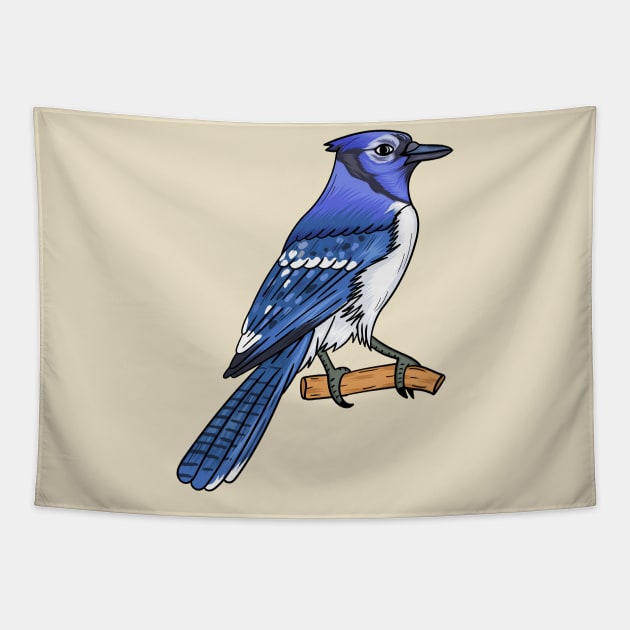 Blue jay bird cartoon illustration Tapestry by Cartoons of fun