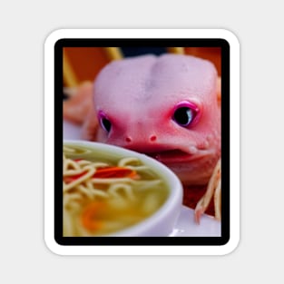 Kawaii Angry Axolotl Eating Ramen Noodles Anime Girls Magnet