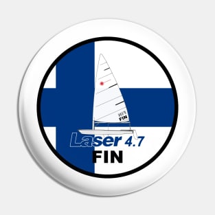 laser class sailboat on flag Finland Pin