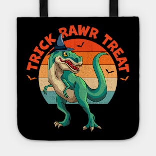 Trick Rawr Treat Witch Halloween Dinosaur Tote