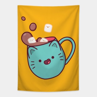 Hot Chocolate Cat Tapestry