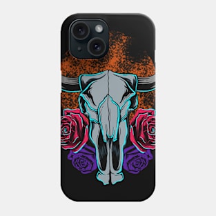 bull skull and flowers illustration design Phone Case