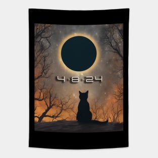 Cat Watching Total Solar Eclipse Tapestry