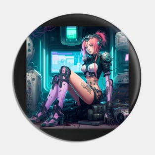 Augmented Cyberpunk Female, Programmer in Boots Pin