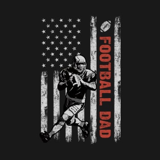 Football Dad American Flag Father's Day 4th Of July Gift T-Shirt