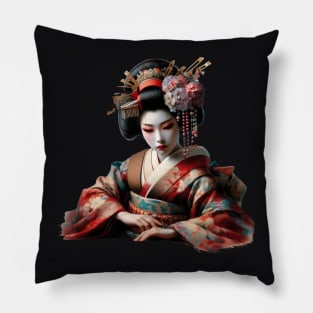 Japanese Geisha Painting Pillow