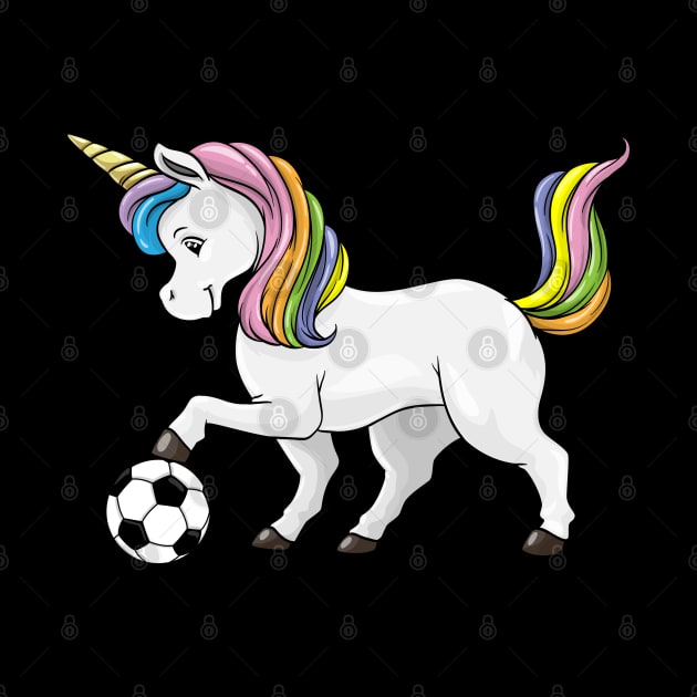 Unicorn as soccer player with soccer ball by Markus Schnabel