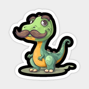 Funny Dinosaur With Mustache Beard For Adults And Kids Magnet