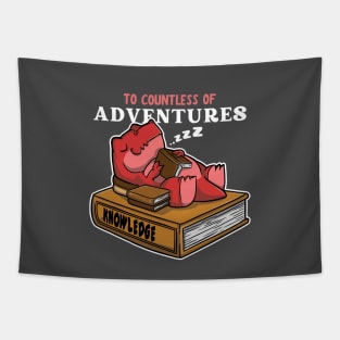 To Countless of Adventures wiith Tyrannosaurus Rex Reading books Tapestry