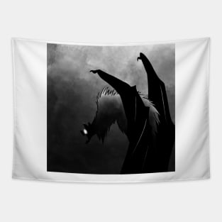 Ink wash style Bat Beast Design Tapestry