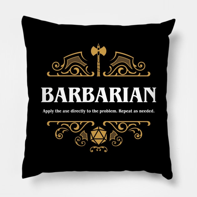 Barbarian Class Tabletop RPG Gaming Pillow by pixeptional