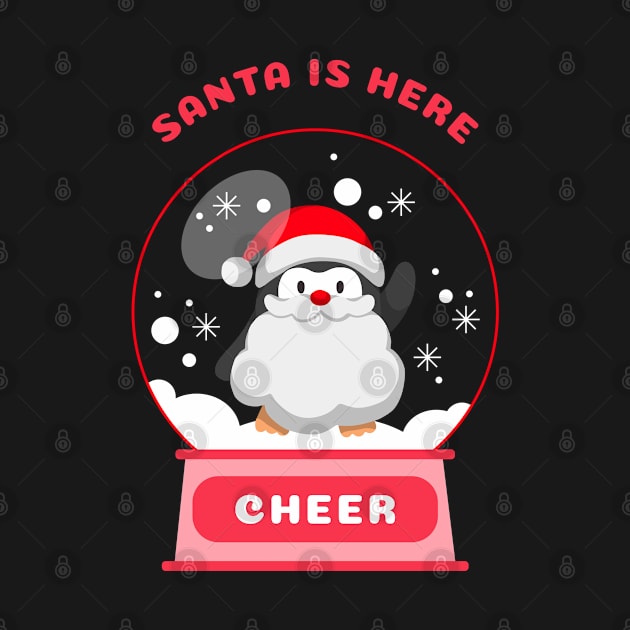 Santa Is Here Cheer Penguin (Red) by GideonStore