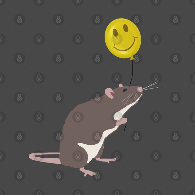 Rat with a Happy Face Balloon by ahadden