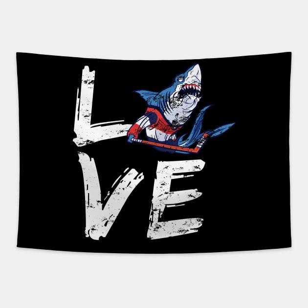 Hockey Shark Lover Distress Design Tapestry by WPKs Design & Co