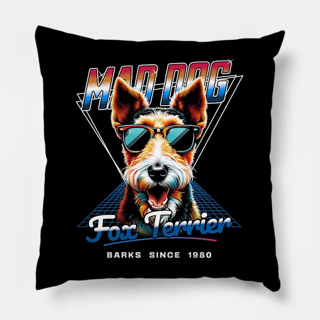 Mad Dog Fox Terrier Dog Pillow by Miami Neon Designs