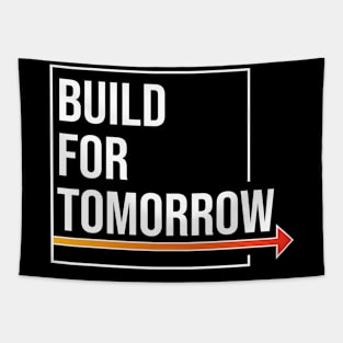 Build For Tomorrow White Logo Tapestry