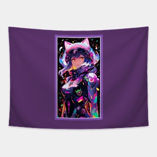 Anime Sci-Fi Cat Girl | Quality Anime Girl Artwork | Manga Girl Anime Art Tapestry