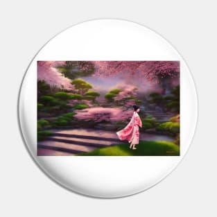 Kimono Cherry Blossom Gardens Pin